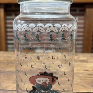 Cute Cat Glass Jar with Floral Design